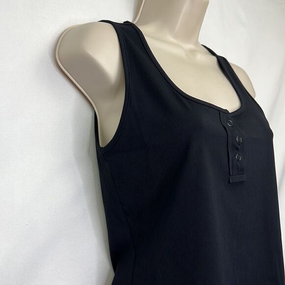 Lanston REVOLVE black ribbed cropped Henley tank top NWT size small - Picture 3 of 11
